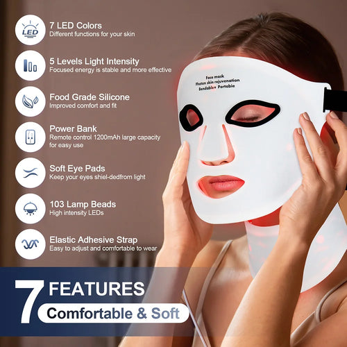 Vura Premium: 7 Color LED Facial & Neck Therapy Mask