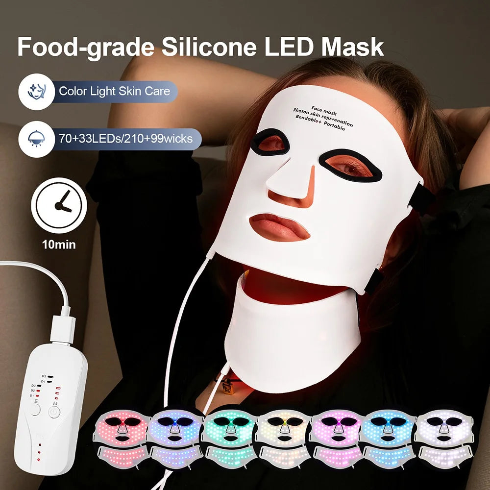 Vura Premium: 7 Color LED Facial & Neck Therapy Mask